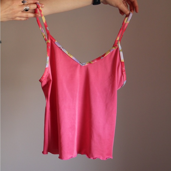 Gloria Vanderbilt pink tank top with printed edges - Picture 1 of 2